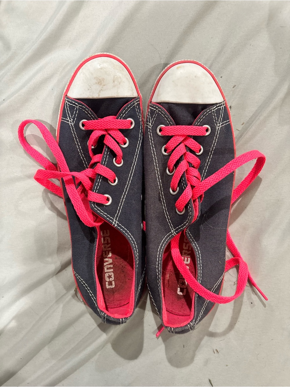 Converse Black Canvas Low-Top Sneakers with Pink Accents